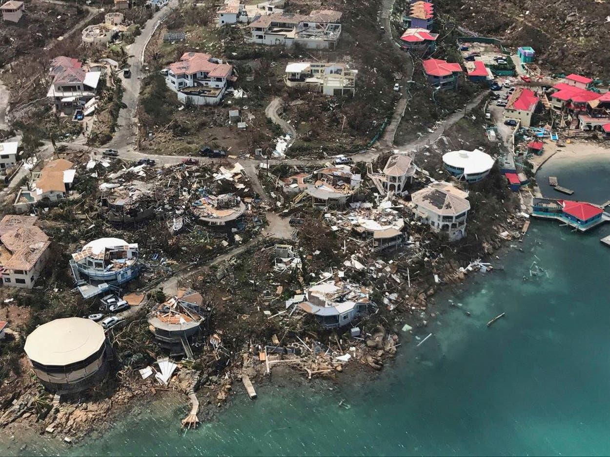 This photo provided on Friday, Sept. 8, 2017, shows storm damage in the aftermath of Hurricane Irma in Virgin Gorda's Leverick Bay in the British Virgin Islands. (AP)