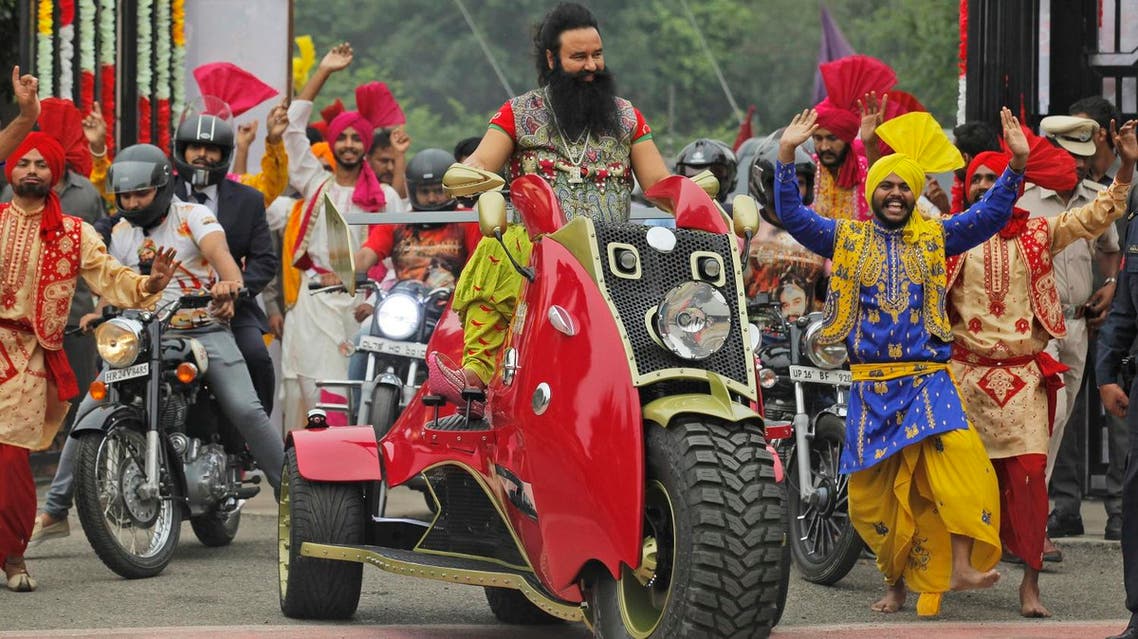 Indian spiritual guru, who calls himself Saint Dr. Gurmeet Ram Rahim Singh Ji Insan, arrives for a press conference in New Delhi, India. the controversial and hugely popular spiritual leader. (File photo: AP)