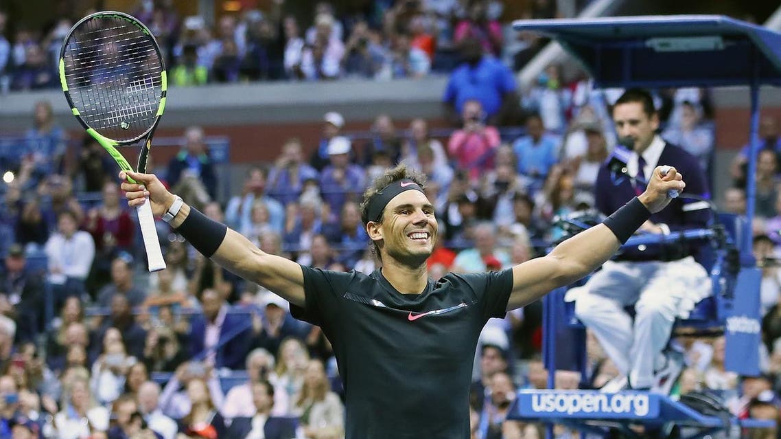 NEW YORK, NY - SEPTEMBER 10: Rafael Nadal of Spain celebrates defeating Kevin Anderson of South Africa after their Men's Singles Finals match on Day Fourteen of the 2017 US Open at the USTA Billie Jean King National Tennis Center on September 10, 2017 in the Flushing neighborhood of the Queens borough of New York City. Rafael Nadal defeated Kevin Anderson in the third set with a score of 6-3, 6-3, 6-4. Clive Brunskill/Getty Images/AFP