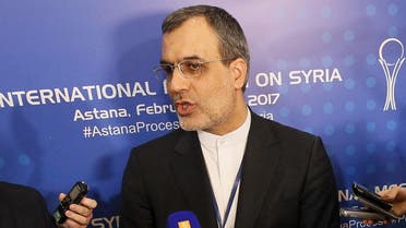 Iran's Deputy Foreign Minister Hossein Jaber Ansari speaks to the media following the second session of Syria peace talks at the Rixos President Hotel in Astana, on February 16, 2017. Representatives from the Syrian government and rebel groups held fresh talks on February 16, 2017 with key powerbrokers Russia, Turkey and Iran aimed at shoring up a fragile ceasefire. The meeting is the second time key players Moscow, Ankara and Tehran have brought the warring sides together, and comes ahead of a new round of UN-led talks on Syria in Geneva on February 23. (AFP)