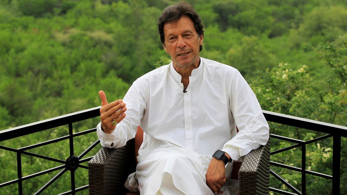 Imran Khan speaks with a Reuters correspondent during an interview at his home in the hills of Bani Gala on the outskirts of Islamabad, Pakistan, July 29, 2017. (Reuters)