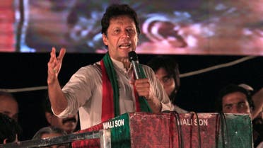 Imran Khan speaks to supporters during a celebration rally after the Supreme Court disqualified Prime Minister Nawaz Sharif in Islamabad, Pakistan, on July 30, 2017. (Reuters)