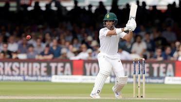 South Africa’s JP Duminy hits a shot that was caught out by England’s Moeen Ali during the first test between England and South Africa at Lord's cricket ground in London, on July 9, 2017. (AP) 