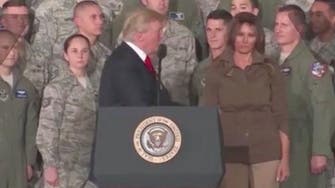 ‘No hug?’ Trump, Melania share awkward handshake before he ushers her off stage