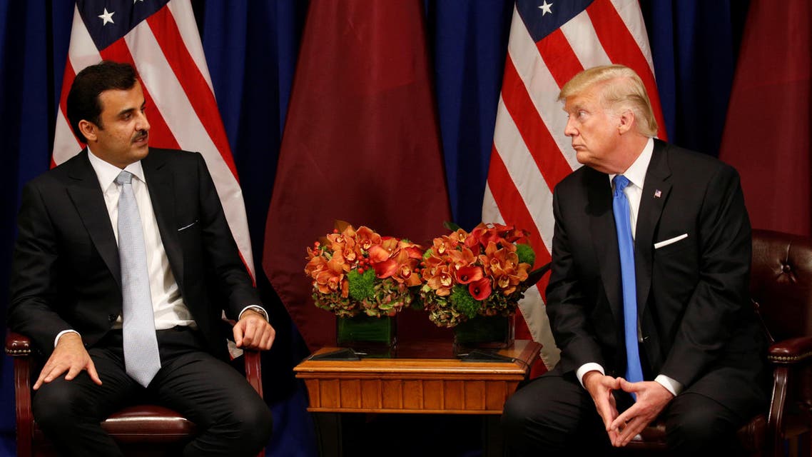 US President Donald Trump meets with Qatar's Emir Sheikh Tamim bin Hamad al-Thani in New York, U.S., September 19, 2017. (Reuters)