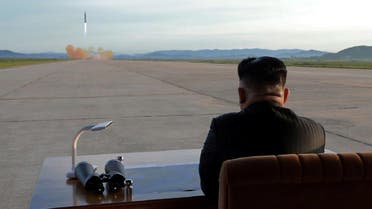 North Korean leader Kim Jong Un watches the launch of a Hwasong-12 missile in this undated photo released by North Korea's Korean Central News Agency (KCNA) on September 16, 2017. (Reuters)