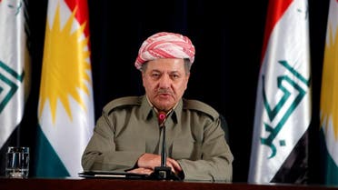 Iraqi Kurdish president Barzani speaks during a news conference in Erbil. (Reuters)