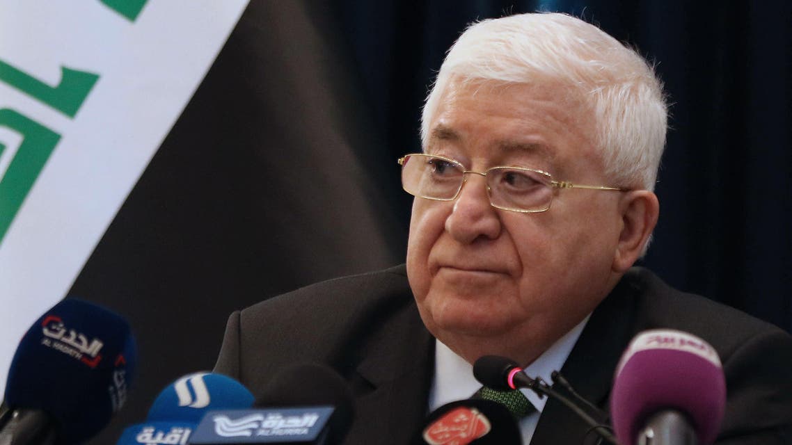 Iraqi President Fuad Masum speaks during press conference in the Jordanian capital Amman, on May 19, 2017. KHALIL MAZRAAWI / AFP