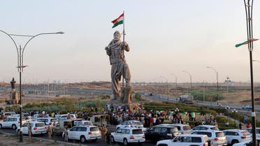 Newly unveiled statue in Kirkuk pays tribute to the Peshmerga, Iraqi Kurdistan's main fighting forces in Kirkuk