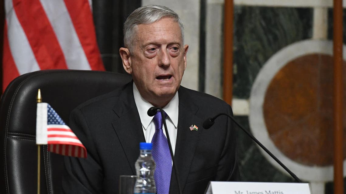 Jim Mattis speaks during a press conference with Indian Defense Minister after meeting in New Delhi on September 26, 2017. (AFP)