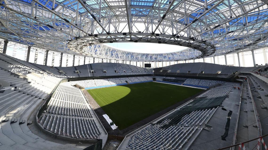 An interior view shows the Nizhniy Novgorod stadium under construction which will host matches of the 2018 FIFA World Cup in Nizhniy Novgorod, Russia September 19, 2017. REUTERS/Stringer