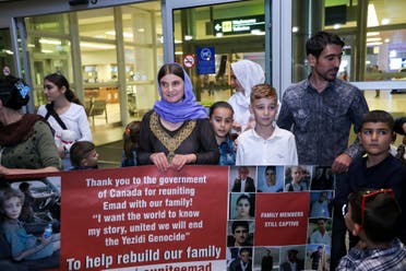 Imad Mishko Tammo, 12-year-old Yazidi boy, who was separated from his family after being captured by ISIS in Iraq, is reunited with his mother and siblings on arrival in Winnipeg, Manitoba, Canada, August 17, 2017. (Reuters)
