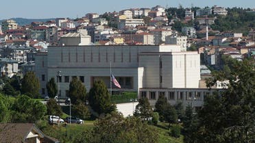 The United States consulate in Istanbul, Monday, Oct. 9, 2017. The Unites States had suspended non-immigrant visa services at its diplomatic facilities in Turkey following the arrest of a consulate employee. Turkish officials say Turkey is asking the United States to reverse its decision to suspend non-immigrant visa services at its diplomatic facilities, saying both countries' citizens suffer from the move. (AP Photo/Neyran Elden)
