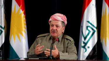 President of the Kurdistan Region of Iraq Massoud Barzani speaking at a press conference in Erbil on 24 September 2017. Reuters