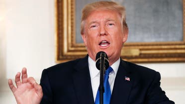 U.S. President Donald Trump speaks about Iran and the Iran nuclear deal in the Diplomatic Room of the White House in Washington, U.S., October 13, 2017. REUTERS/Kevin Lamarque