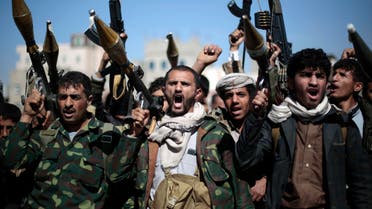 In this Thursday, Nov. 24, 2016 file photo, tribesmen loyal to Houthi rebels hold their weapons as they chant slogans during a gathering to mobilize more fighters into battlefronts in several Yemeni cities, in Sanaa, Yemen. (AP)