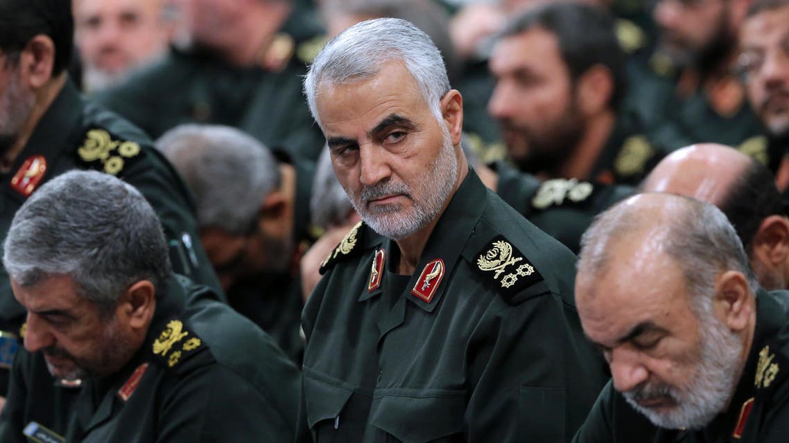 the Quds Force commander Major General, Qassem Suleimani (C), attending a meeting of Revolutionary Guard's commanders in Tehran. AFP