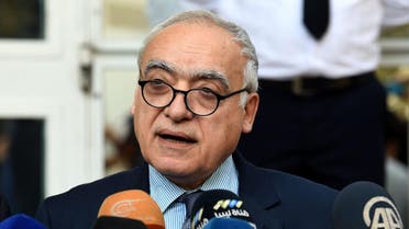 Ghassan Salame, special representative to the Secretary General of the United Nations for Libya, holds a press conference in the Tunisian capital Tunis on October 21, 2017. (AFP)