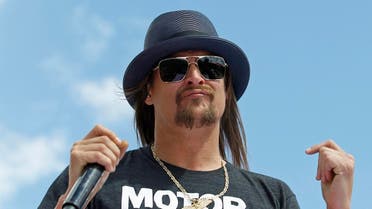 FILE - In this Feb. 22, 2015 file photo, Kid Rock performs at Daytona International Speedway in Daytona Beach, Fla. Kid Rock opens at Little Caesars Arena, Detroit’s new sports arena, Tuesday night, Sept. 12, 2017, after two months of teasing a potential Republican run for U.S. Senate in Michigan. His publicist has said he will give fans exclusive insight on his political views and aspirations following his first song at Tuesday's concert. (AP Photo/Terry Renna, File)