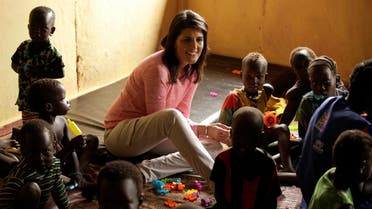 US Ambassador to the United Nations Nikki Haley meets South Sudanese refugee children at the Nguenyyiel refugee camp in Gambella Region, Ethiopia. (Reuters)