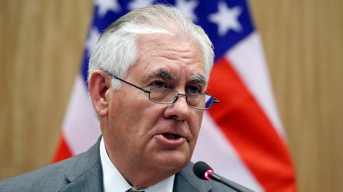 U.S. Secretary of State Rex Tillerson speaks during a media availability with Indian Foreign Minister Sushma Swaraj, after their meeting at the Indian Foreign Ministry, Wednesday, Oct. 25, 2017, in New Delhi, India. (AP Photo/Alex Brandon, Pool)