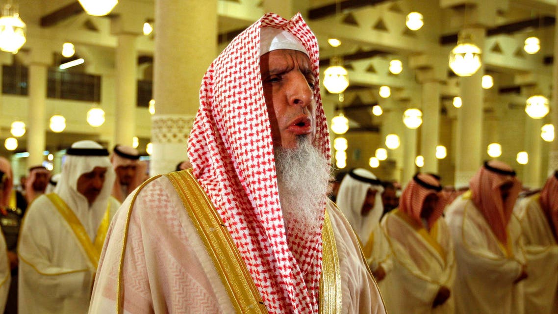 In this Sept. 9, 2010 file photo, Grand Mufti of Saudi Arabia, and head of the Council of Senior Religious Scholars, Sheik Abdul-Aziz Al-Sheik, prays at the Imam Turki bin Abdullah mosque during Eid al-Fitr morning prayers in Riyadh, Saudi Arabia. ap