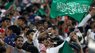 Soccer Football - 2018 World Cup qualifications - Saudi Arabia v Japan - Jeddah, Saudi Arabia - September 5, 2017 - Fans of of Saudi Arabia cheer and chant before the start of their soccer match against Japan. REUTERS/Faisal Al Nasser