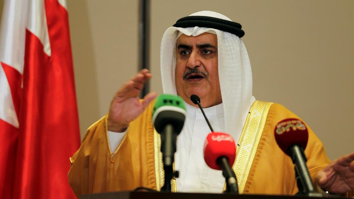 Bahraini Foreign Minister Sheik Khalid bin Ahmed Al Khalifa speaks to media after the foreign ministers of Saudi Arabia, Bahrain, the United Arab Emirates and Egypt meeting to discuss their dispute with Qatar, in Manama, Bahrain July 30, 2017. REUTERS/Hamad I Mohammed
