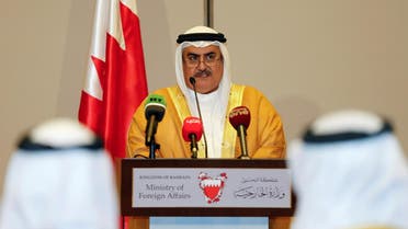 Bahraini Foreign Minister Sheik Khalid bin Ahmed Al Khalifa reads the joint statement after the foreign ministers of Saudi Arabia, Bahrain, the United Arab Emirates and Egypt meeting to discuss their dispute with Qatar, in Manama, Bahrain July 30, 2017. REUTERS/Hamad I Mohammed