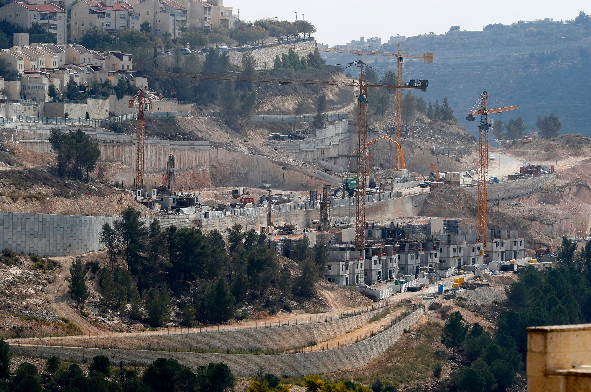 This November 8, 2017, photo shows a general view of construction work in Gilo, a Jewish settlement in the mainly Palestinian eastern sector of Jerusalem. (AFP)