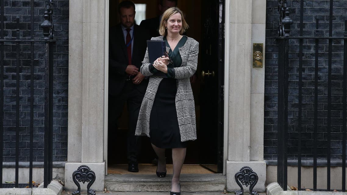 Britain’s Home Secretary Amber Rudd leaves 10 Downing Street after a cabinet meeting in London on October 24, 2017. (AFP)