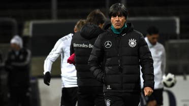 Germany's head coach Joachim Loew oversees a training session on the eve of the friendly match Germany v France on November 13, 2017 in Cologne, western Germany.  PATRIK STOLLARZ / AFP