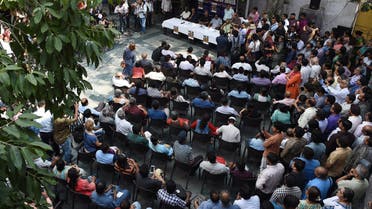 Indian journalists gather during a protest meeting to condemn the killing of journalist Gauri Lankesh in New Delhi on September 6, 2017. (AFP)