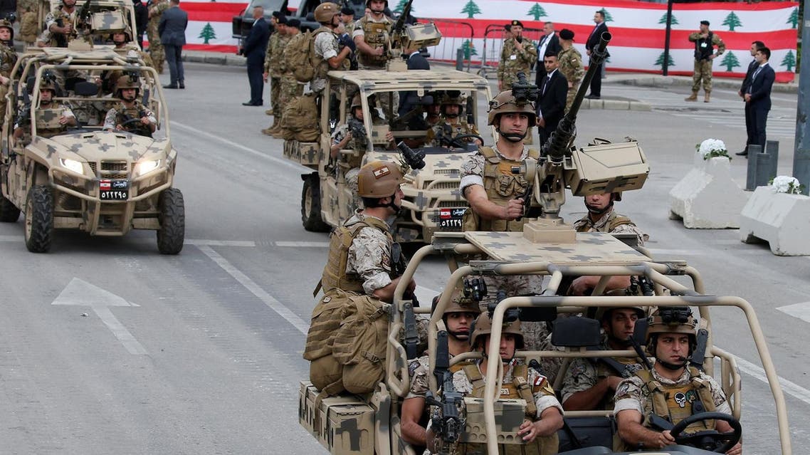 Lebanese army soldiers take part in a military parade to celebrate the 74th anniversary of Lebanon's independence in downtown Beirut, Lebanon November 22, 2017. REUTERS