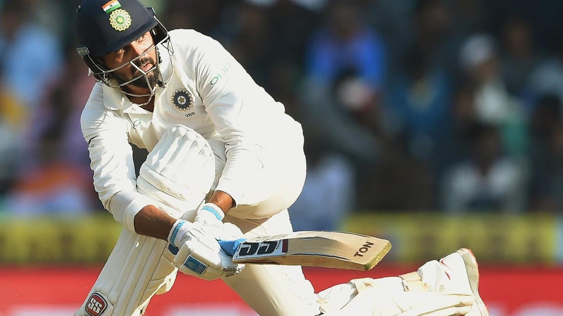 Indian cricketer Murali Vijay plays a shot during the second day of the second Test against Sri Lanka in Nagpur, India, on November 25, 2017. (AFP)