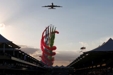 General view as planes fly over the circuit before the race. (Reuters)