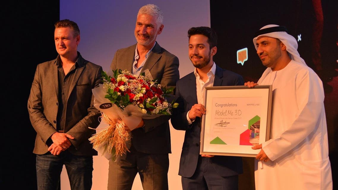 Dr. Saleh Al Hashimi (from the right) with the winner team of Krypto Labs first global competition for the best innovative project. (Supplied) 