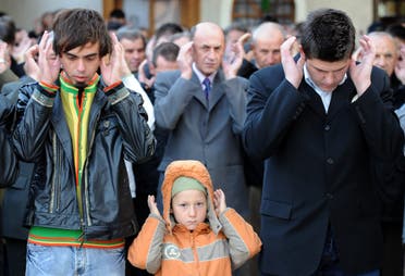 Bosnian Muslims pray during an early morning service on September 30, 2008, at Sarajevo’s central mosque. (AFP)