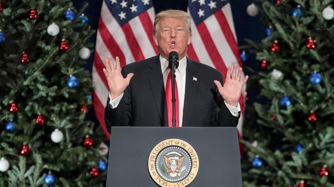 President Trump speaks about tax reform at the St. Charles Convention Center on November 29, 2017 in St. Charles, Missouri. (AFP)