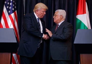 President Trump shakes hands with Palestinian President Mahmoud Abbas in the West Bank City of Bethlehem. (AP)