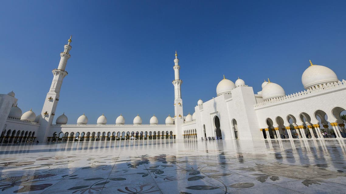 A picture taken on November 17, 2017 shows a view from the courtyard of the Sheikh Zayed Grand Mosque in the UAE capital Abu Dhabi. (AFP)