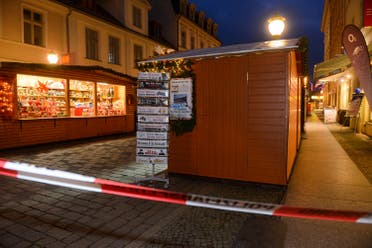 A picture taken on December 1, 2017 shows a security perimeter set after a suspicious object prompted the evacuation of a Christmas market in Potsdam. (AFP)