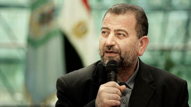 القيادي في حماس صالح العاروري متحدثاً من القاهرة عقب توقيع اتفاق المصالحة