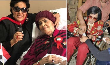 الصورة الى اليسار نشرتها العربية.نت في مارس الماضي للاعلامية الكويتية عائشة اليحيى تزورها بالمستشفى