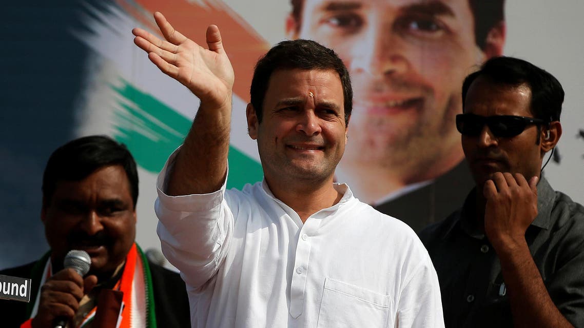 Rahul Gandhi waves to supporters during a rally ahead of Gujarat state assembly elections, on the outskirts of Ahmedabad, on November 11, 2017. (Reuters)