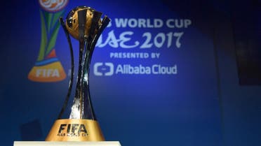 The official trophy is seen on display during the official draw of the FIFA Club World Cup UAE 2017 football tournament in Abu Dhabi on October 9, 2017. (AFP)