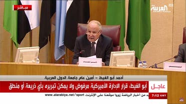 Secretary-General of the Arab League Ahmed Aboul Gheit speaks at the emergency meeting on Jerusalem. (Al Arabiya)