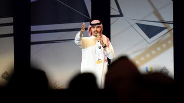 Saudi comedian Nawaf al-Qahtani performs on stage during the Stand-up Comedy Festival. (AFP)