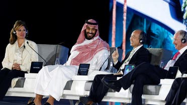 Crown Prince Mohammad bin Salman and Masayoshi Son, SoftBank Group Corp. Chairman and CEO attend the Future Investment Initiative conference in Riyadh. (Credit: Faisal Al-Nasser/Reuters)
