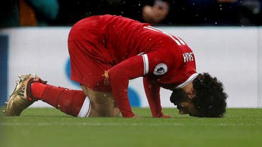 Liverpool's Mohamed Salah celebrates scoring their first goal Action, December 10, 2017. (Reuters)